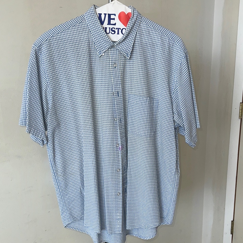Izod Blue Checkered Men's Shirt XL